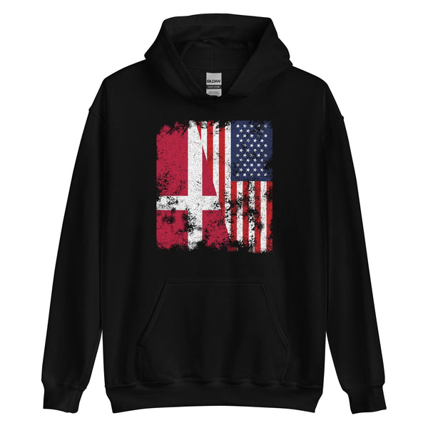 Denmark USA Flag - Half American Hoodie