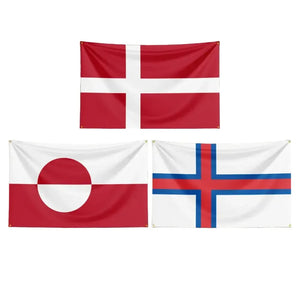 Denmark, Faroe Islands and Greenland Flags - 90x150cm(3x5ft) - 60x90cm(2x3ft) - 120x180cm(4x6ft) - 150x240cm(5x8ft)