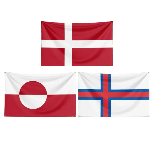 Denmark, Faroe Islands and Greenland Flags - 90x150cm(3x5ft) - 60x90cm(2x3ft) - 120x180cm(4x6ft) - 150x240cm(5x8ft)