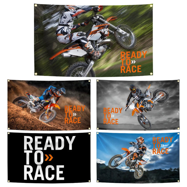 Dirt Bike Flags - 90x150cm(3x5ft) - 60x90cm(2x3ft) - Motocross Flags