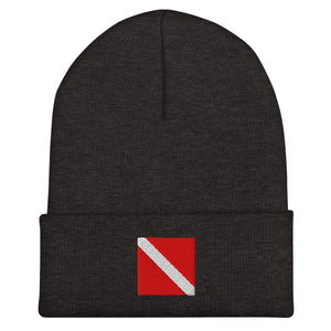 Diver Down Flag Beanie - Embroidered Winter Hat