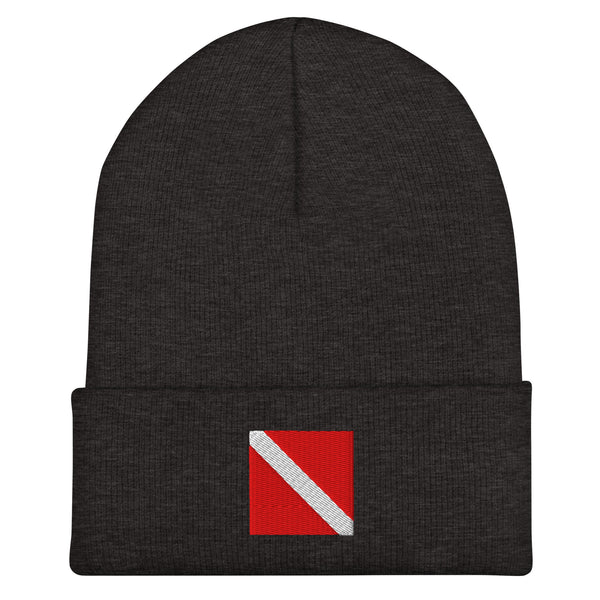 Diver Down Flag Beanie - Embroidered Winter Hat