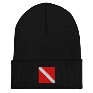 Diver Down Flag Beanie - Embroidered Winter Hat