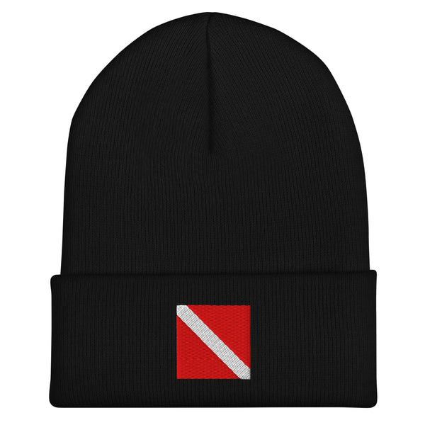 Diver Down Flag Beanie - Embroidered Winter Hat