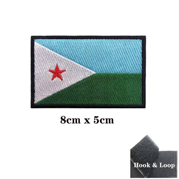 Djibouti Flag Patch - Iron On/Hook & Loop Patch