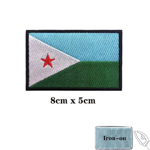 Djibouti Flag Patch - Iron On/Hook & Loop Patch