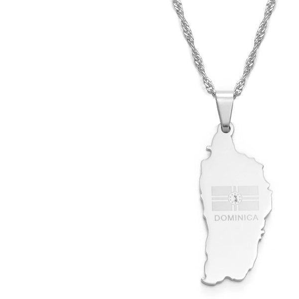 Dominica Flag Map Necklace