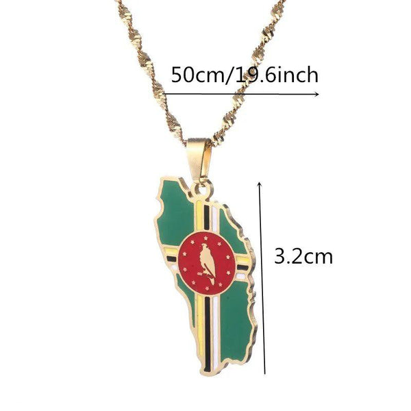 Dominica Flag Map Necklace