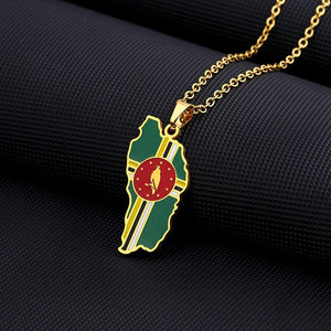 Dominica Flag Map Necklace