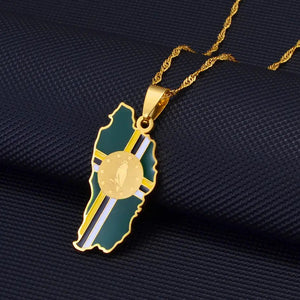 Dominica Flag Map Necklace