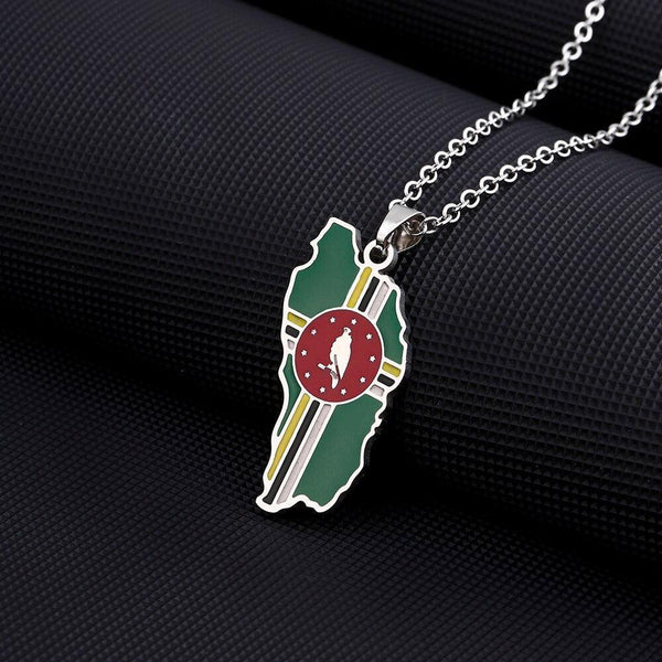 Dominica Flag Map Necklace