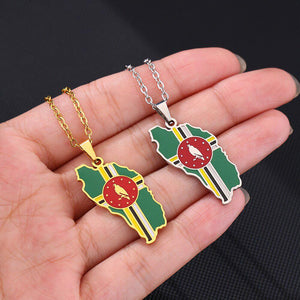 Dominica Flag Map Necklace