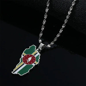 Dominica Flag Map Necklace