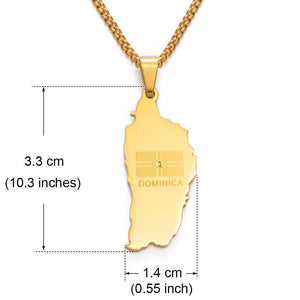 Dominica Flag Map Necklace