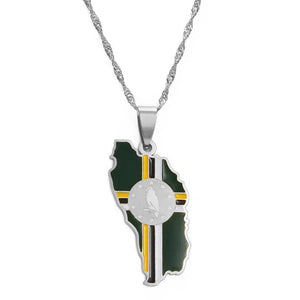 Dominica Flag Map Necklace