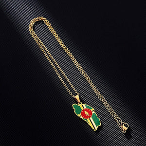 Dominica Flag Map Necklace