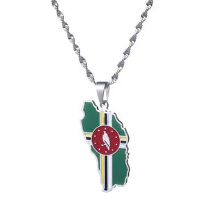 Dominica Flag Map Necklace