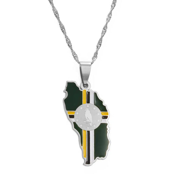 Dominica Flag Map Necklace