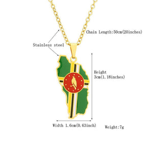 Dominica Flag Map Necklace