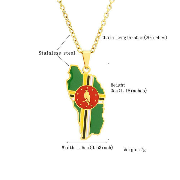 Dominica Flag Map Necklace