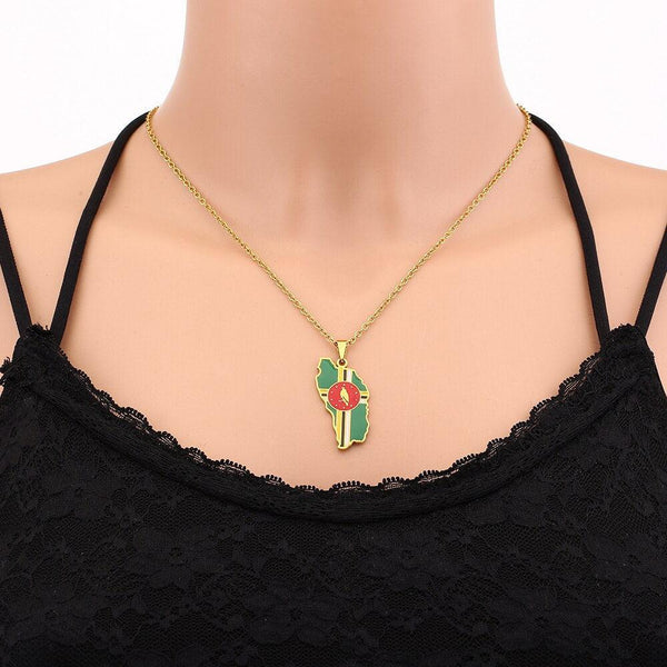 Dominica Flag Map Necklace