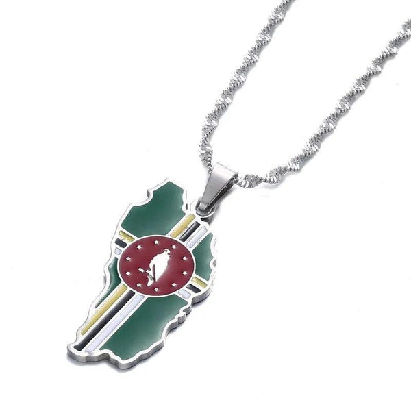 Dominica Flag Map Necklace