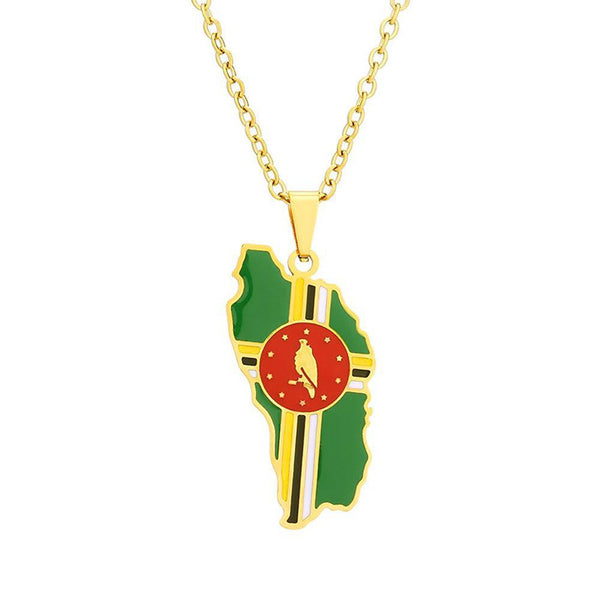 Dominica Flag Map Necklace