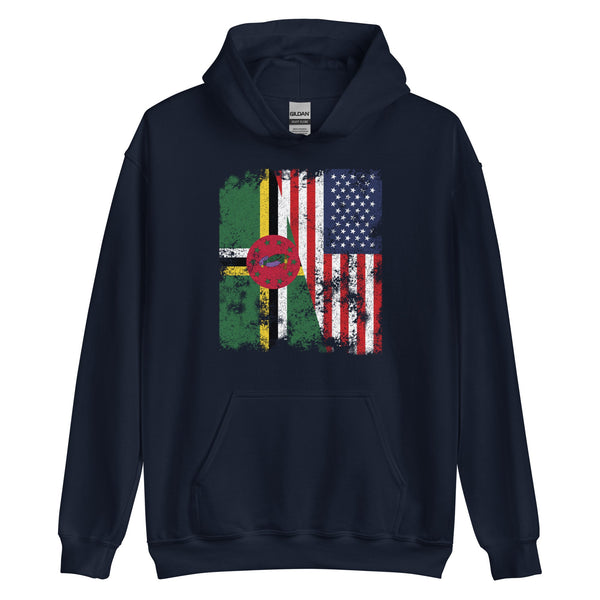 Dominica USA Flag - Half American Hoodie