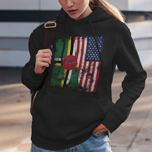 Dominica USA Flag - Half American Hoodie