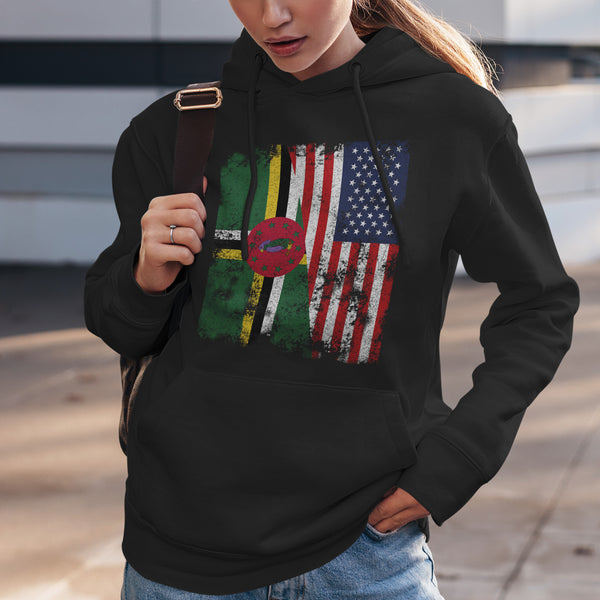 Dominica USA Flag - Half American Hoodie