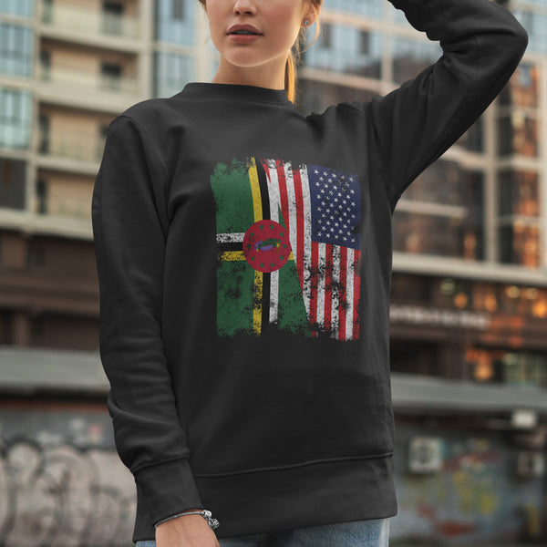 Dominica USA Flag - Half American Sweatshirt