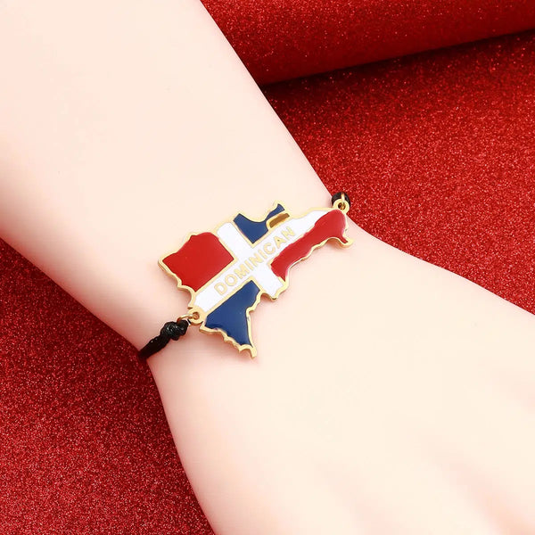 Dominican Flag Map Bracelet