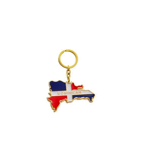 Dominican Republic Flag Map Keychain