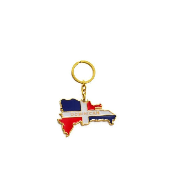Dominican Republic Flag Map Keychain