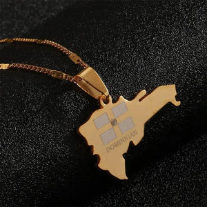 Dominican Republic Flag Map Necklace