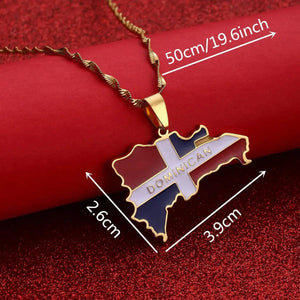 Dominican Republic Flag Map Necklace