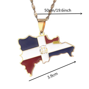 Dominican Republic Flag Map Necklace