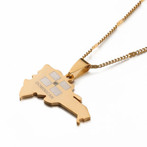 Dominican Republic Flag Map Necklace