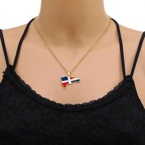 Dominican Republic Flag Map Necklace