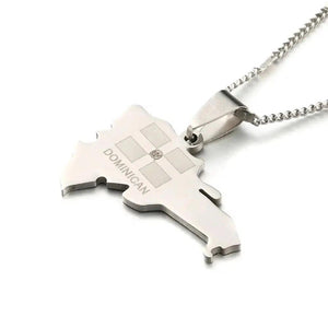 Dominican Republic Flag Map Necklace
