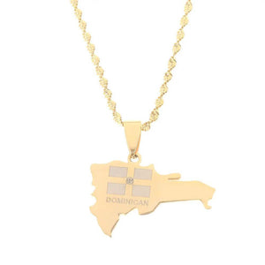 Dominican Republic Flag Map Necklace