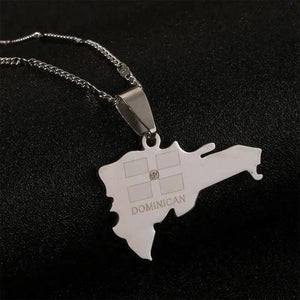 Dominican Republic Flag Map Necklace