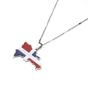 Dominican Republic Flag Map Necklace