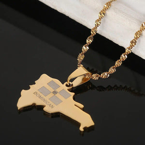 Dominican Republic Flag Map Necklace