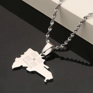 Dominican Republic Flag Map Necklace