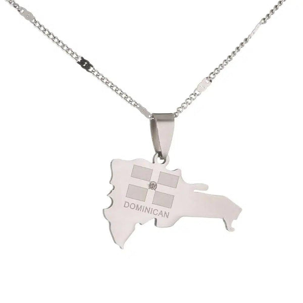 Dominican Republic Flag Map Necklace