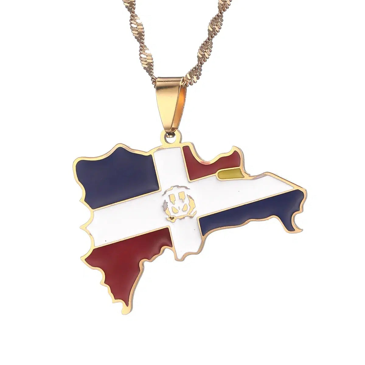 Dominican Republic Flag Map Necklace