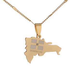 Dominican Republic Flag Map Necklace