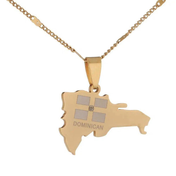 Dominican Republic Flag Map Necklace
