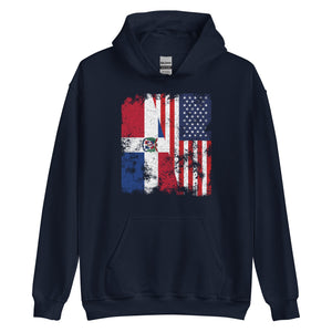 Dominican Republic USA Flag Half America Hoodie